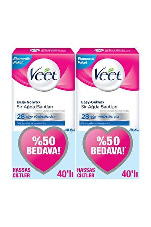 Veet Ağda Bandı Bacak & Vücut Bölgesi- Hassas Ciltler 80 Adet Mega Fırsat Paketi