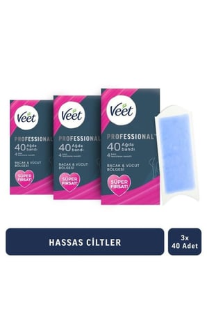 Professional Ağda Bandı Hassas Ciltler Için Bacak &Vücut Bölgesi 120 Adet Süper Fırsat (40 x 3 Adet)