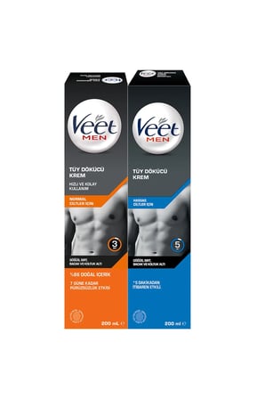 Men Erkeklere Özel Tüy Dökücü Krem Hassas Ciltler 200ml + Normal Ciltler Tüy Dökücü Krem 200 ml