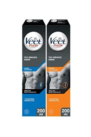 Hassas Erkeklere Özel Tüy Dökücü 200ml+Veet Men Normal Erkeklere Özel Tüy Dökücü 200ml