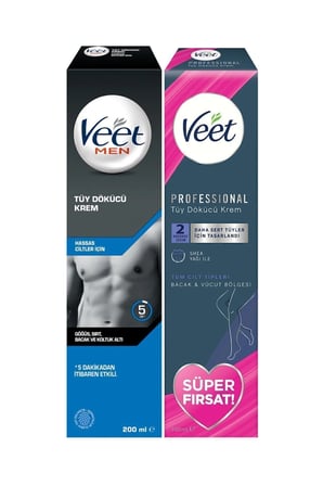 Men Erkeklere Özel Tüy Dökücü Hassas 200ml + Veet Professional Tüy Dökücü Hassas 200ml Süper Fırsat