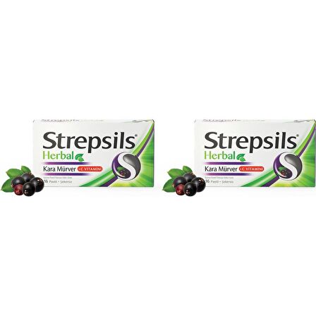 Strepsils Herbal Kara Mürver Aromalı 16 Pastil 2 Adet