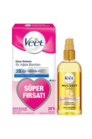 Veet Mucizevi Yağ - Çok Amaçlı Nemlendirici 100 ml + Veet Sir Ağda Bandı Süper Fırsat Bacak & Vücut Bölgesi - Hassas Ciltler 20li