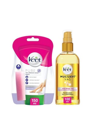 Veet Pure Duşta Tüy Dökücü Krem 150 ml + Veet Mucizevi Yağ - Çok Amaçlı Nemlendirici 100 ml