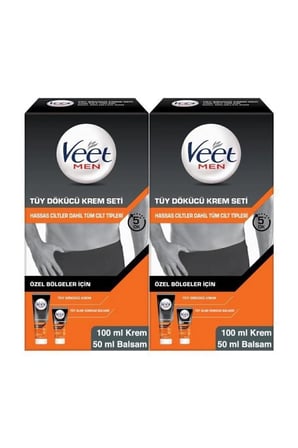 Men Erkek Özel Bölgeler İçin Tüy Dökücü Krem Seti Tüm Cilt Tipleri İçin 100 + 50 ml X2 Adet