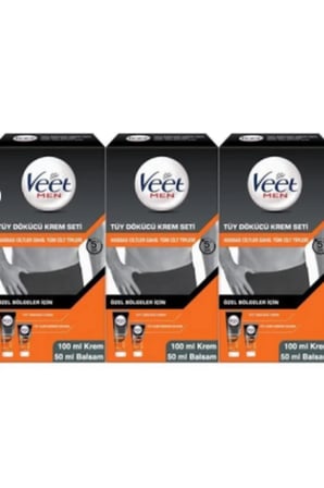 Erkek Özel Bölgeler İçin Tüy Dökücü Krem Seti Tüm Cilt Tipleri İçin 100 + 50 ml X3 Adet