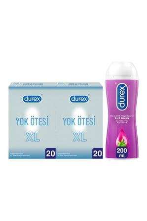 Durex Yok Ötesi XL 40'lı İnce Prezervatif + Aloe Vera Kayganlaştırıcı Jel 200ml