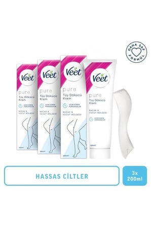 Pure 200ml Tüy Dökücü Krem Hassas Ciltler X 3