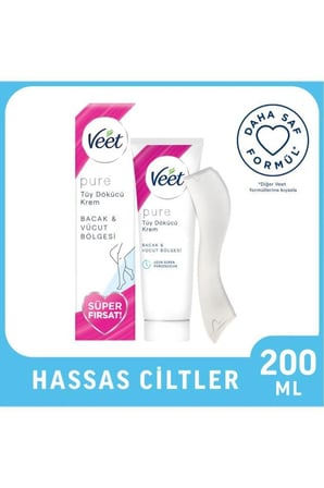 Pure Tüy Dökücü Krem Bacak ve Vücut Bölgesi Hassas Ciltler 200 ml