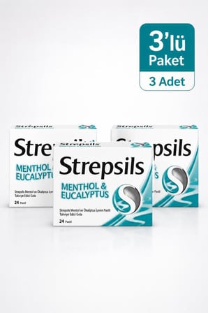 Strepsils Mentol ve Ökaliptus Aromalı 24 Pastil - 3 Kutu