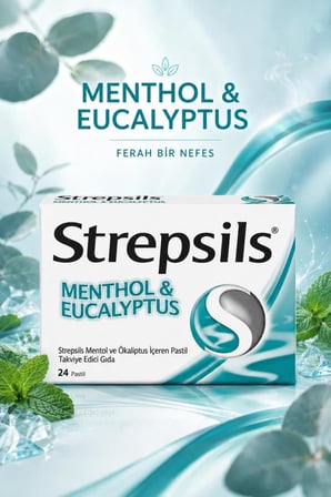Strepsils Mentol ve Ökaliptus Aromalı 24 Pastil - 3 Kutu
