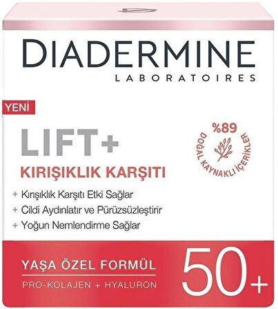 Diadermine Lift+Glow Kırışıklık Karşıtı Kolajen 50 Yaş + Gündüz Yüz ve Boyun Kremi 50 ml 