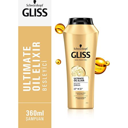 Gliss Ultimate Oil Elixir İşlem Görmüş Saçlar İçin Kırılma Karşıtı Amino Asit ve Argan Yağlı Şampuan 360 ml