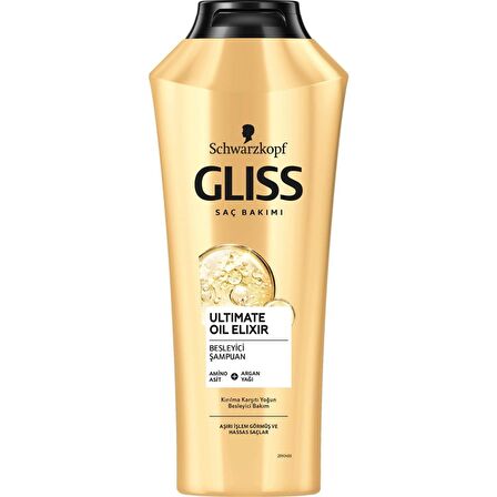 Gliss Ultimate Oil Elixir İşlem Görmüş Saçlar İçin Kırılma Karşıtı Amino Asit ve Argan Yağlı Şampuan 360 ml