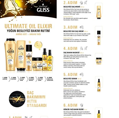 Gliss Ultimate Oil Elixir İşlem Görmüş Saçlar İçin Kırılma Karşıtı Amino Asit ve Argan Yağlı Şampuan 360 ml