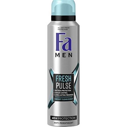 Fa Fresh Pulse Pudrasız Leke Yapmayan Erkek Sprey Deodorant 150 ml