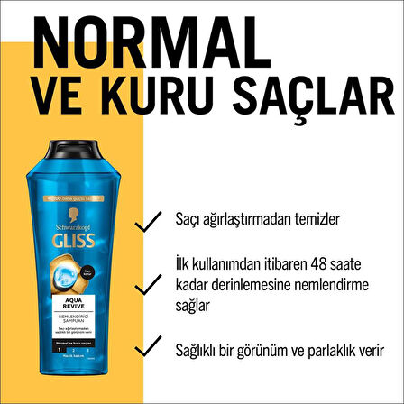 Gliss Aqua Revive Nemlendirici Şampuan Normal ve Kuru Saçlar 400 ml