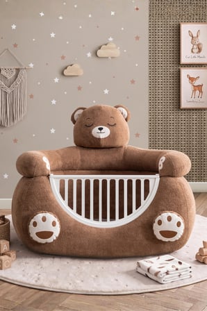 Beşik, Ayıcık Peluş Kumaşlı Hayvan Figürlü Beşik