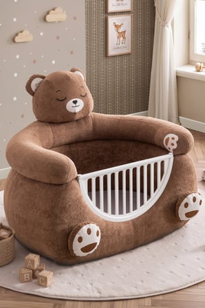 Beşik, Ayıcık Peluş Kumaşlı Hayvan Figürlü Beşik