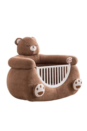 Beşik, Ayıcık Peluş Kumaşlı Hayvan Figürlü Beşik