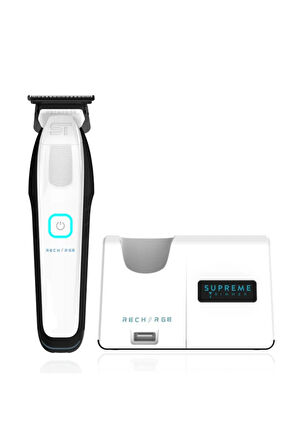 Supreme Trimmer Beyaz Recharge Trimmer – 3 Şarj Seçeneği, Çıkarılabilir Pil, RGB LED Göstergeli