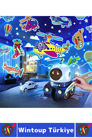 Dekoratif Gezegen Hayvan Özel Gün 21 Farklı 3D Film Çocuk Bebek Odası Robot Projektör Gece Lambası