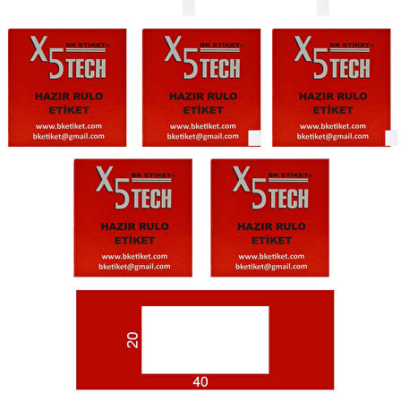 Bk Etiket X5 Tech Kutulu Hazır Etiket 20x40 375 Adet 5 Kutu