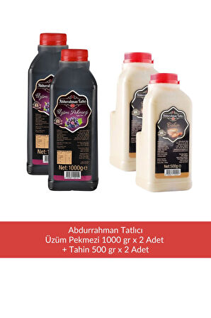 Abdurrahman Tatlıcı Üzüm Pekmezi 650 gr x 2 Adet + Abdurrahman Tatlıcı Tahin 500 gr x 2 Adet