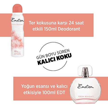 Emotion Fresh Bouquet EDT Meyvemsi Kadın Parfüm 50 ml & Emotion Fresh Bouquet Deodorant 150 ml 