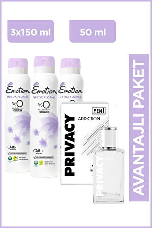 Woman Addiction Edt Kadın Parfüm 50ml & Emotion Detox Floral Kadın Dedodorant 3x150ml