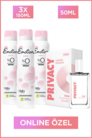 Privacy Love Edt Kadın Parfüm 50 Ml + Emotion Love Kadın Deodorant 3x150 Ml