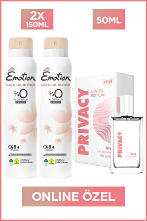 Privacy Love Edt Kadın Parfüm 50 Ml  + Emotion Natural Bloom Kadın Deodorant 2x150 Ml