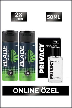 Privacy Effect Edt Erkek Parfüm 50 Ml + Blade Green Dream Erkek Deodorant 2x150 Ml