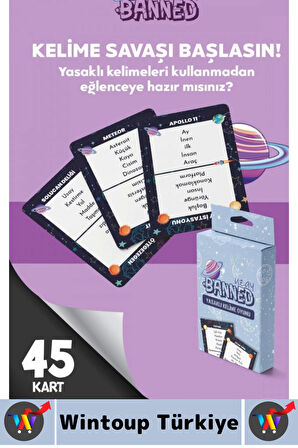 Eğlenceli Aile Arkadaş Okul Sosyalleşme Yaratıcılık Sözel Beceri Gelişimi Oyun Banned-Uzay 45 Kart