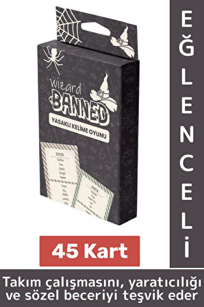 Eğlenceli Aile Arkadaş Okul Sosyalleşme Yaratıcılık Sözel Beceri Gelişimi Oyun Banned-Wizard 45 Kart