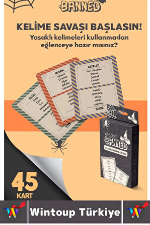 Eğlenceli Aile Arkadaş Okul Sosyalleşme Yaratıcılık Sözel Beceri Gelişimi Oyun Banned-Wizard 45 Kart
