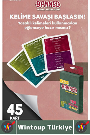 Eğlenceli Aile Arkadaş Okul Sosyalleşme Yaratıcılık Sözel Beceri Gelişimi Oyun Banned-Klasik 45 Kart