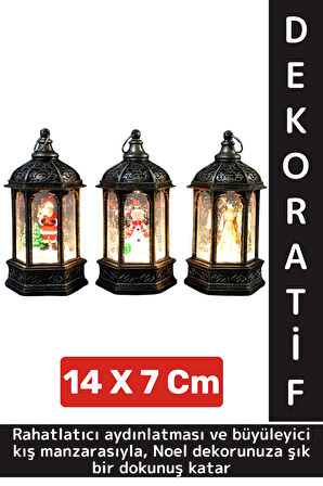 Dekoratif Hediyelik Masaüstü Ev Ofis Christmas Yılbaşı Noel Temalı Şık Işıklı Kar Küresi 14 X 7 Cm