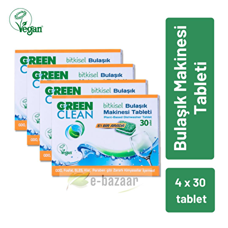 U Green Clean 120 Yıkama Tablet Bulaşık Makinesi Deterjanı 4x30 Adet 