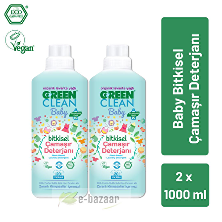 U Green Clean Baby Bitkisel Çamaşır Deterjanı 1000 ml - 2'li Paket