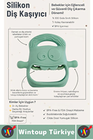 Gıda Sınıfı BPA Free Bebek Parmak Emme Alışkanlığı Azaltan Masaj Etkili Yumuşak Silikon Diş Kaşıyıcı