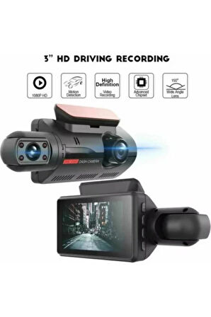 Blackbird A68 Çift Lensli Full HD 1080P Araç İçi Kamera  170 Geniş Açı, G-Sensör, 3" LCD, Döngü Kayıt