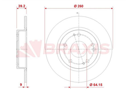 Honda Arka Fren Diski Honda CIVIC X 16>21 Fc5 Kasa / CIVIC 21> 1.6 (260x5) - Braxıs Ad1103