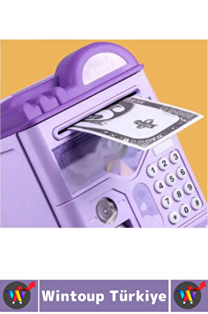 Eğlenceli Çocuk Para Biriktirme Alışkanlığı Kazandıran Kuromi Şifreli Parmak İzli Sesli ATM Kumbara