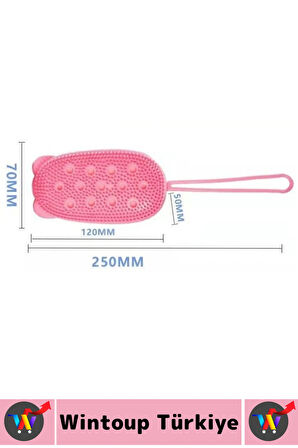 Premium Çift Taraflı Çizgi Yumru Tasarım Cilt Tahriş Etmez Yumuşak Kıl Süngerli Silikon Banyo Kesesi