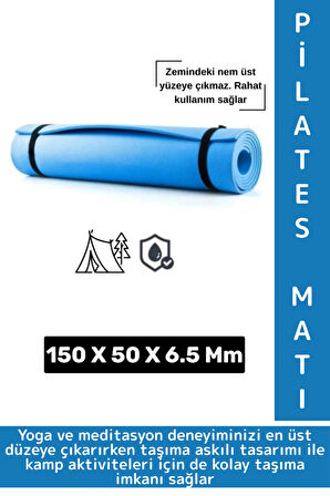 Taşıma Askılı Konforlu Su Geçirmez Kaymaz Pilates Aerobik Fitness Çadır Zemin Yer Minderi Kamp Matı