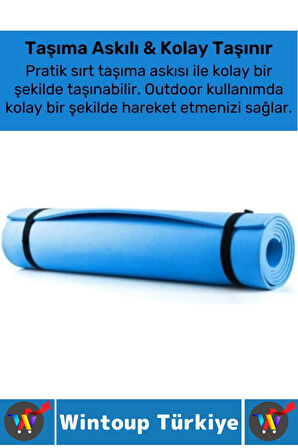 Taşıma Askılı Konforlu Su Geçirmez Kaymaz Pilates Aerobik Fitness Çadır Zemin Yer Minderi Kamp Matı