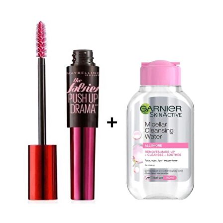 Maybelline New York Maskara Push Up Drama+ Garnier Micellar Kusursuz Makyaj Temizleme Suyu 100 ml