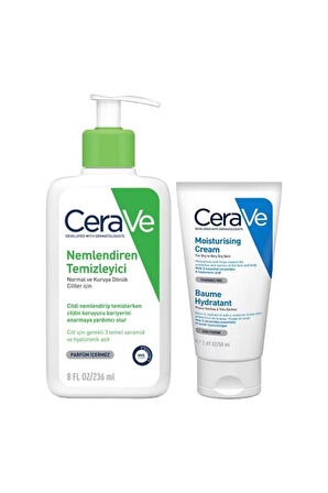 CeraVe Nemlendiren Temizleyici 236 Ml + Nemlendirici Krem 50 Ml - İKİLİ SET 