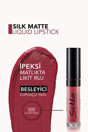 Kadife Dokulu Likit Mat Ruj - Silk Matte Liquid Lipstick - 005 AUTUMN TIMBER - 8690604397341